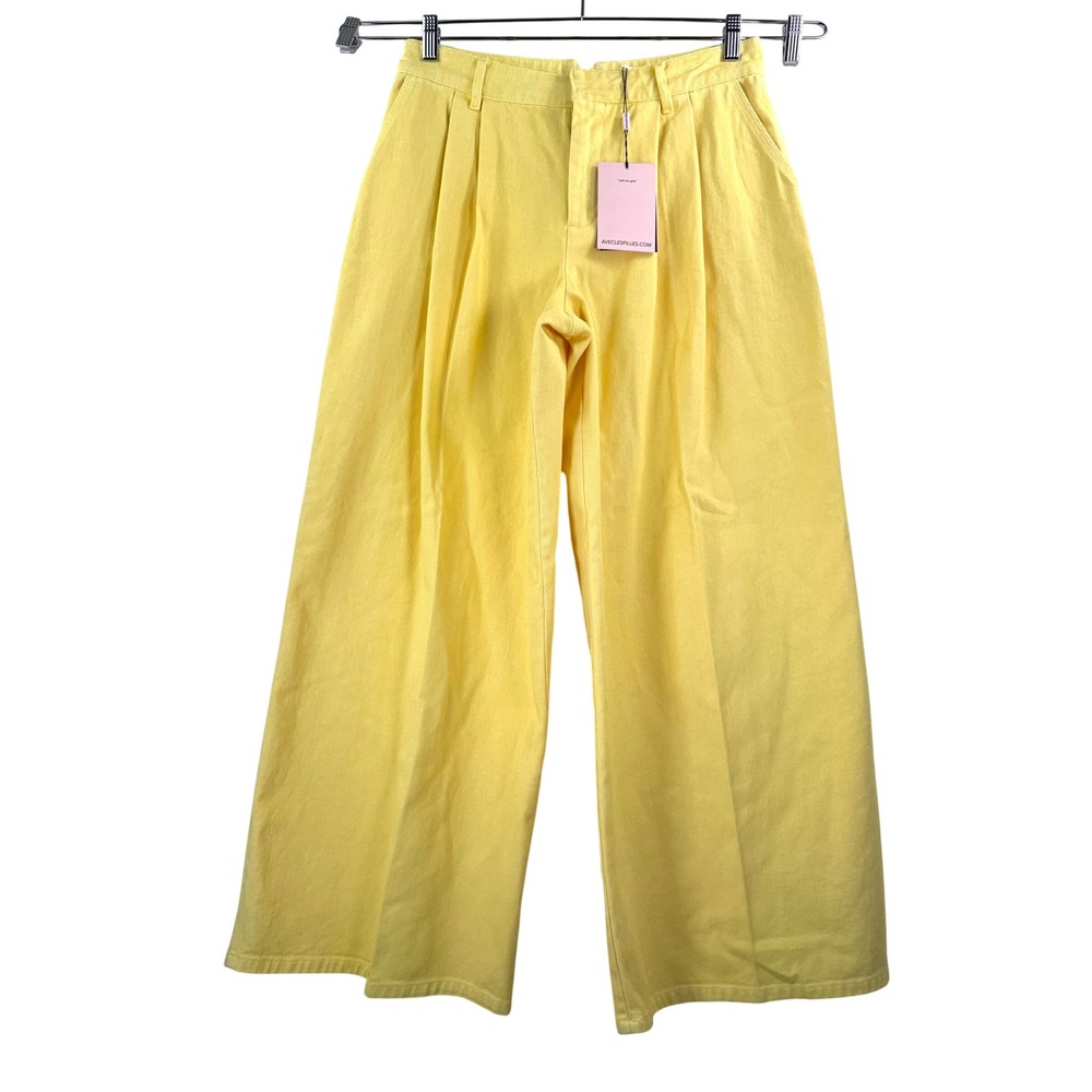 Avec Les Filles pleated Wide Leg jeans sz 29 Yellow old money classic 90s baggy